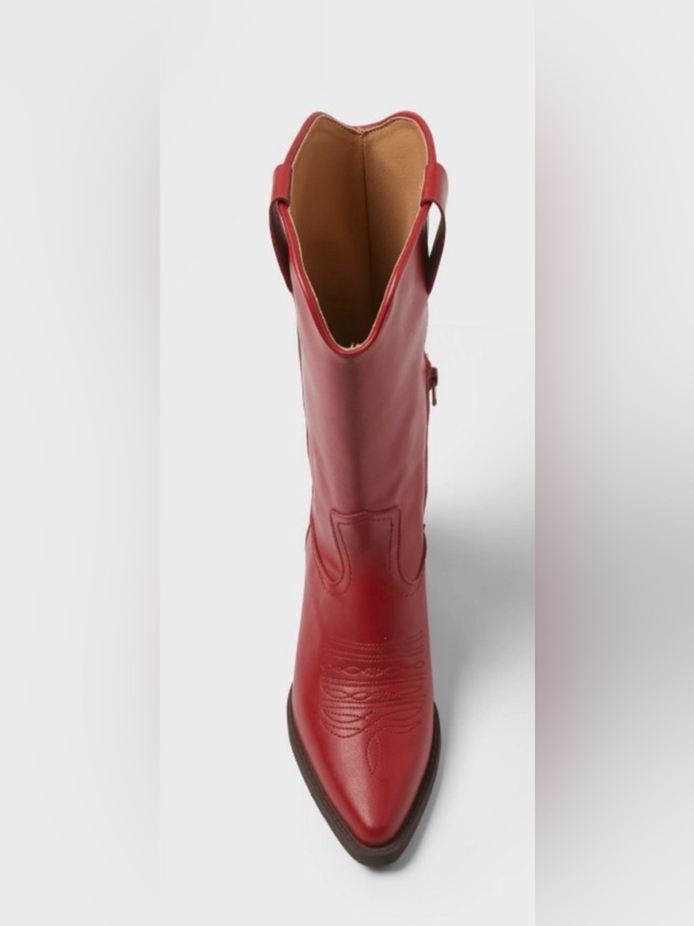 Red Women's Western Mid-Calf Leather Boot - Picture 4 of 4